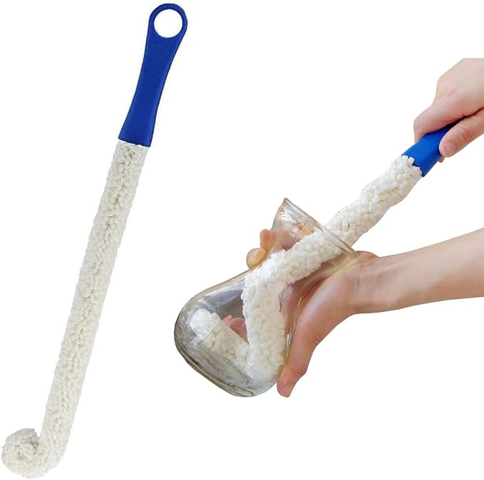 Long Bottle Brush Cleaner for Decanters & Water Bottles – 16” Flexible Foam by BNYD