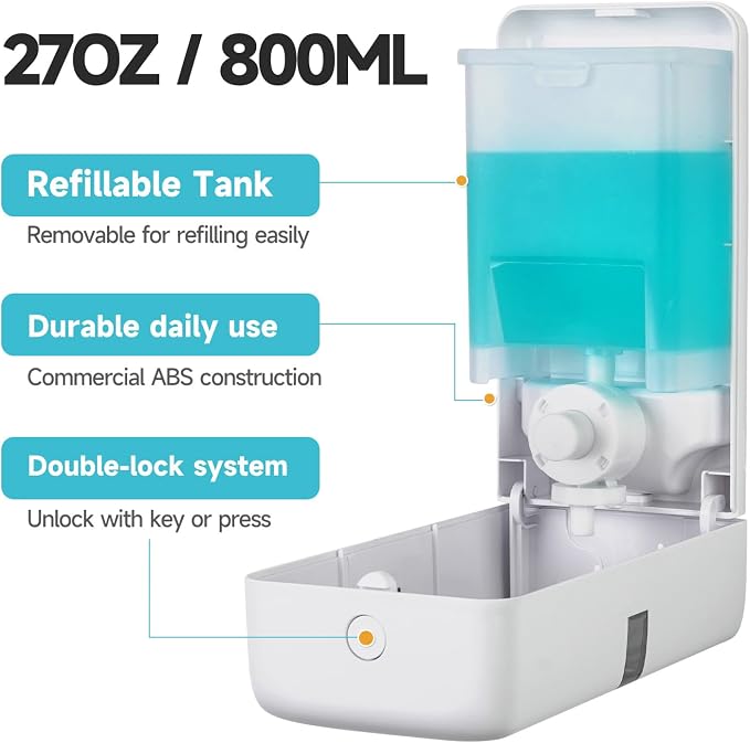 AIKE Wall Mount Liquid Soap Dispenser, 27oz Large Capacity - Image 3