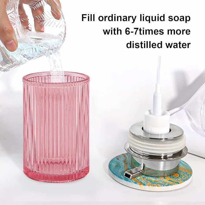 Pink Foaming Soap Dispenser, 12 Oz Glass Foaming Hand Soap Dispenser - Image 5