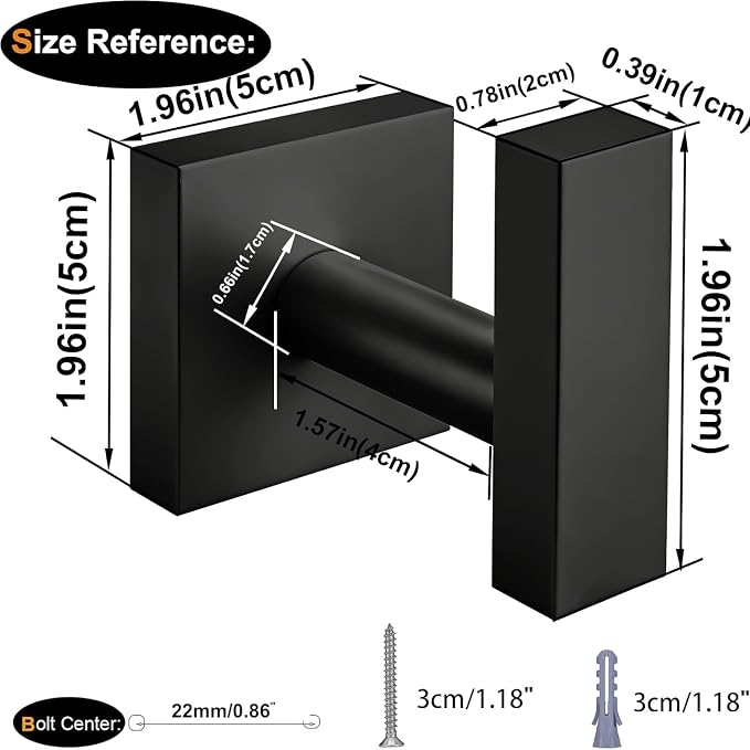 Towel Hooks for Bathrooms, Matte Black Towel Hook for Kitchen Bathroom - Image 2