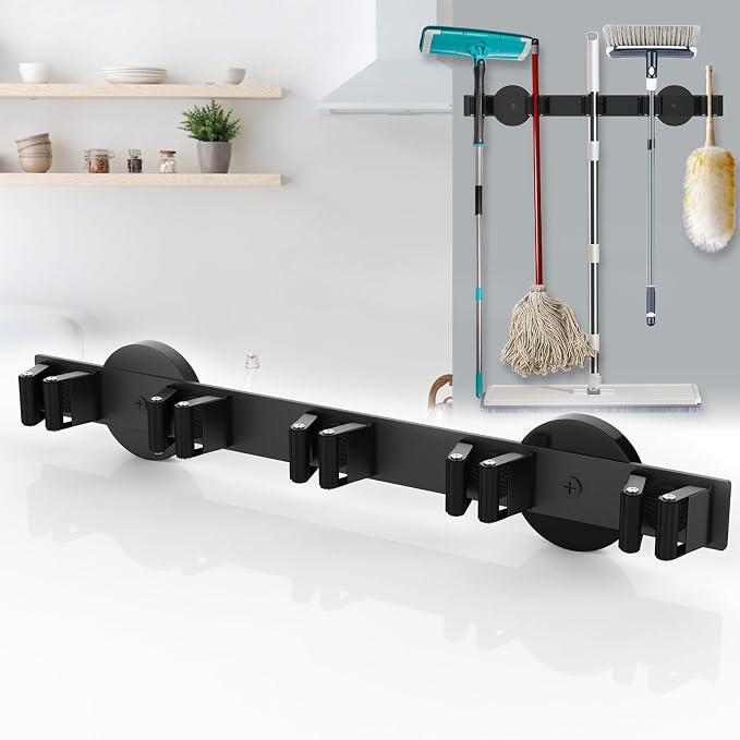 Magnetic Mop Broom Holder, Strong Non Slip Magnetic Broom Mop Hanger, Heavy by AIYOTAR
