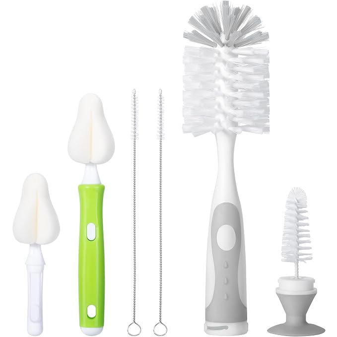 Baby Bottle Brush with One Base Hidden Nylon Nipple Cleaner, Bottle Brush with by CAREBABYMORE