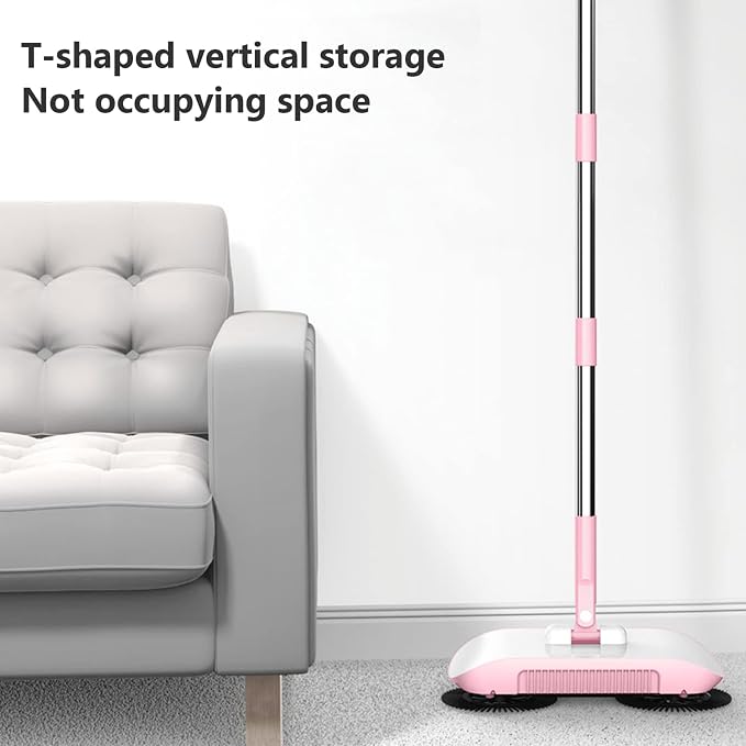 Carpet Cleaner Brush, 2 in 1 Manual Vacuum Sweeper, 180 Degree Rotating - Image 2