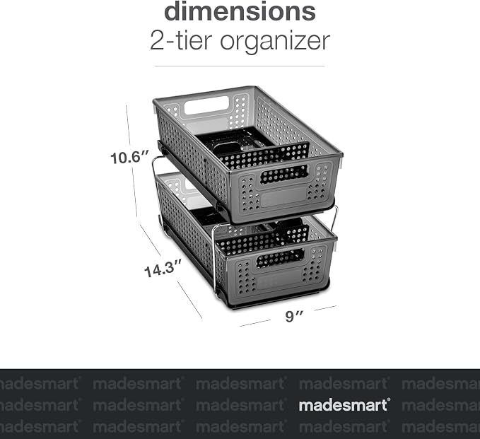 madesmart Antimicrobial 2-Tier Organizer Multi-Purpose Slide-Out Storage - Image 3