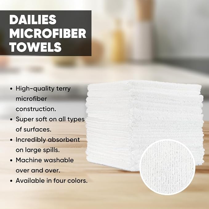 Dailies Microfiber Cleaning Cloths | 15-Pack 12"x10" | Fits TowelNest Dispenser - Image 2