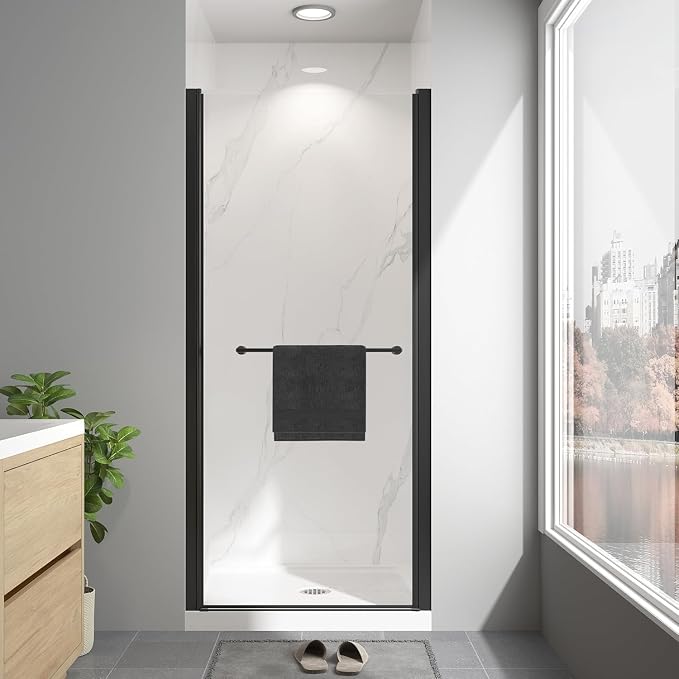 Frameless Pivot Shower Door 36"-38" W x 72" H, Swing Shower Glass Doors by EASYWORC
