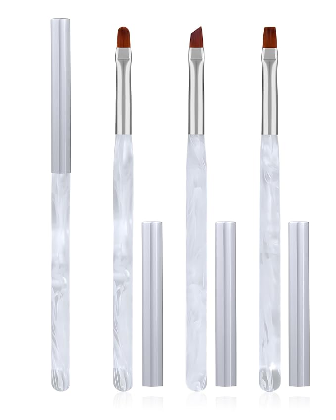 3PCS Nail Polish Clean Up Brush, Round&Falt&Angled Acetone Resistant Nail Brush by AMilHiTon