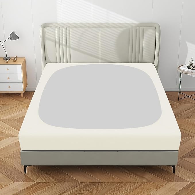 PureFit Stretchy Box Spring Cover Twin - Elastic Fitted Box Spring Wrap Around 4 Sides, Wrinkle & Fading Resistant Fits Twin Size Beds, Ivory