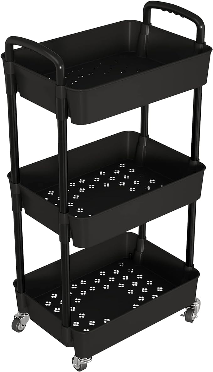 Laiensia 3-Tier Kitchen Storage Cart, Mobile Shelving Unit Cart - Image 2