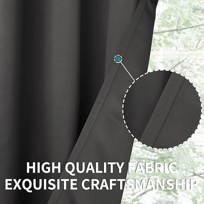 BGment Short Blackout Curtains for Bedroom - Rod Pocket Thermal Insulated Room Darkening Curtain for Kitchen, 52 x 45 Inch, 2 Panels, Dark Grey