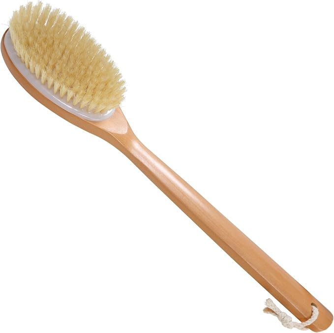 OWIIZI Bath Brushes with Soft and Natural Bristles Antiskid Wooden Long Handle - Image 5