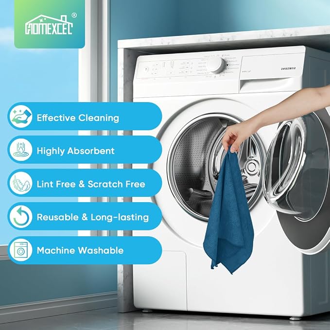 HOMEXCEL Navy Blue Microfiber Cleaning Cloth, 24 Pack Cleaning Towels - Image 7