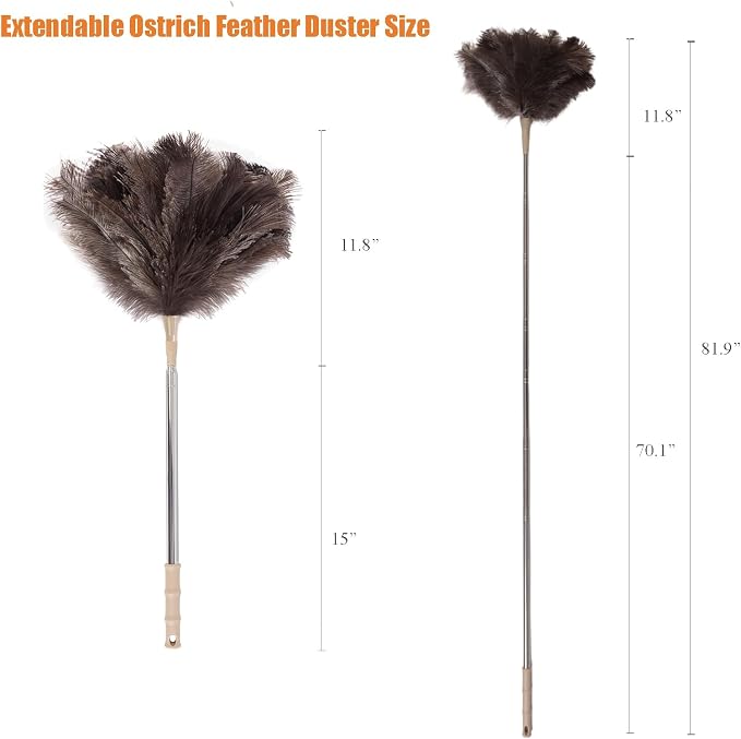 Extendable 81.9 Inch Ostrich Feather Duster - Image 2