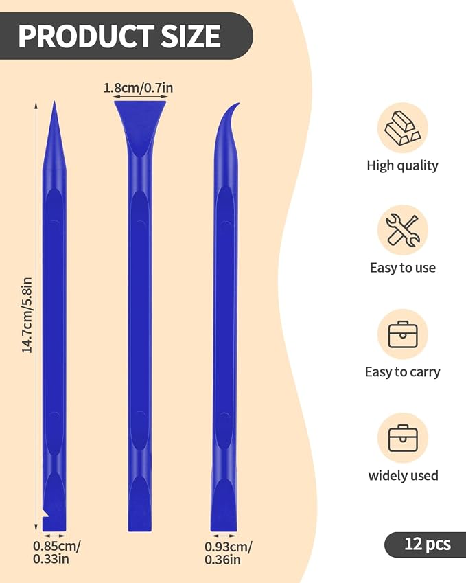 12 PCS Carbon Fiber Plastic Scrapers Tool, Non-Scratch Scraper Tool - Image 2