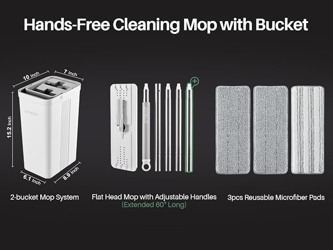 JOYMOOP Mop and Bucket with Wringer Set, Wet Dry Wall Cleaner with Long Handle - Image 7