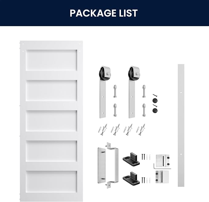 SmartStandard 32x84 inch White Barn Door - Image 7