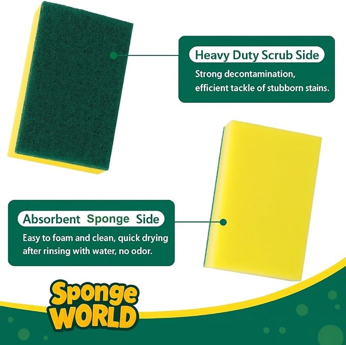 Dish Sponge, Non Scratch Sponges, Heavy Duty Scrub Sponge 24 Pack, Kitchen - Image 4