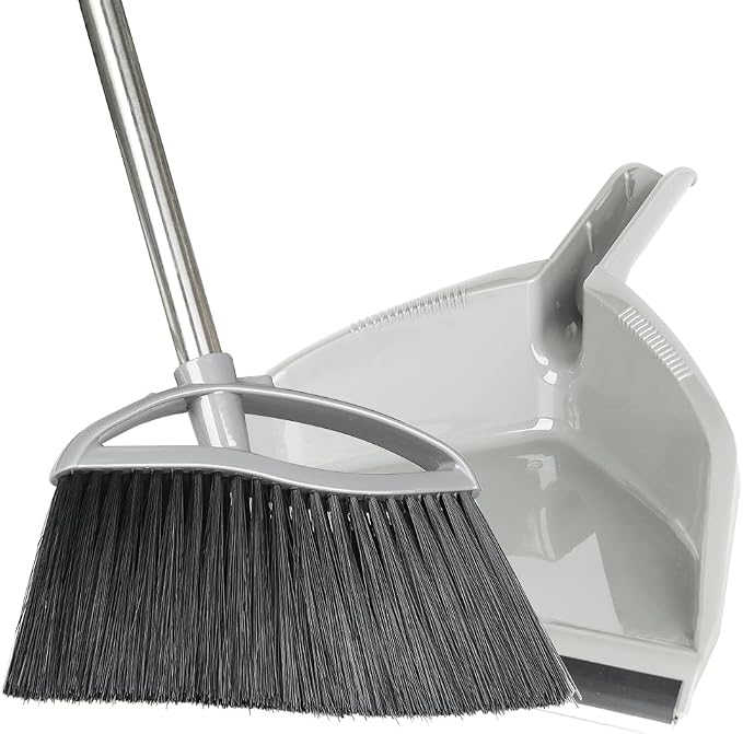Soft Bristle Broom and Dustpan Combo Set, Long Handle Indoor Broom by CHANHOO