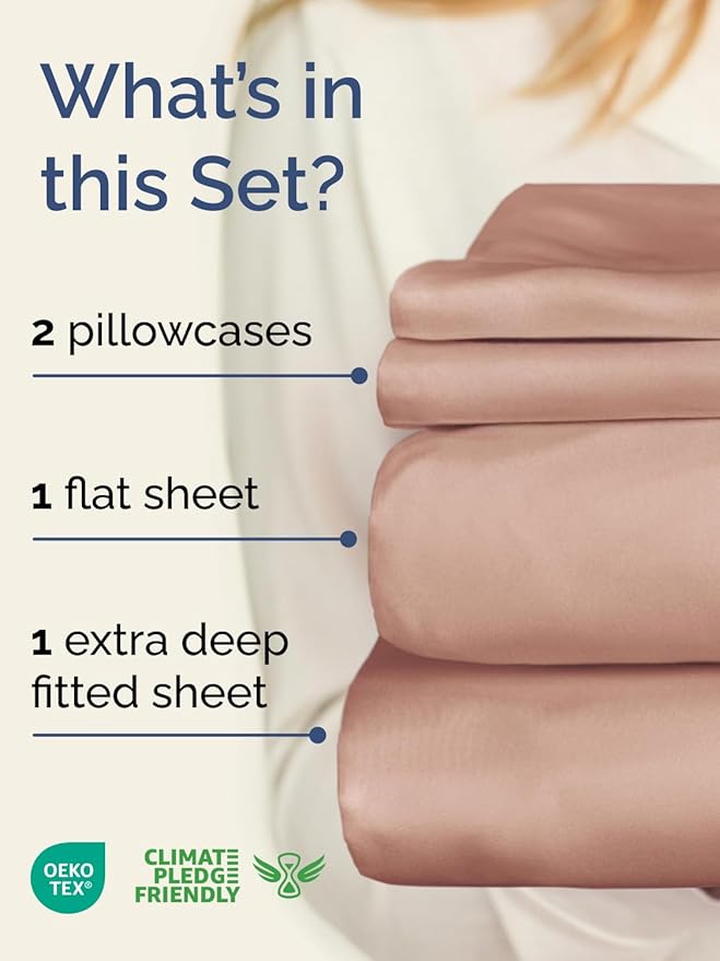 Extra Deep Pocket King Sheets - 4 Piece Breathable & Cooling Bed Sheets - Hotel Luxury Bed Sheet Set - Soft, Wrinkle Free & Comfy - Easily Fits Extra Deep Mattresses - Deep Pocket Mauve Sheets Set