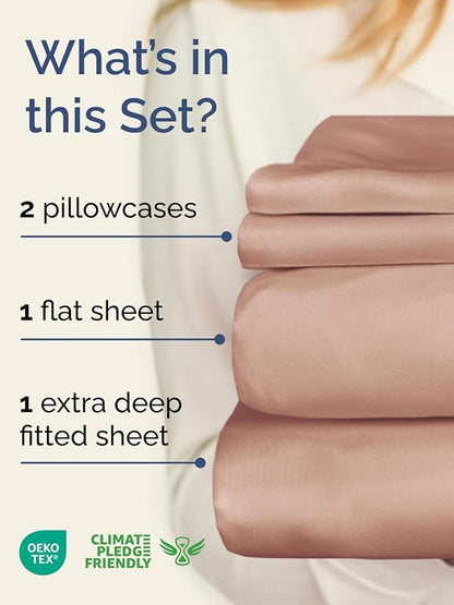 Extra Deep Pocket King Sheets - 4 Piece Breathable & Cooling Bed Sheets - Hotel Luxury Bed Sheet Set - Soft, Wrinkle Free & Comfy - Easily Fits Extra Deep Mattresses - Deep Pocket Mauve Sheets Set