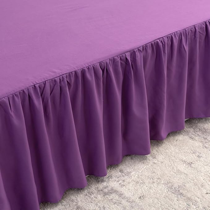 Bed Skirt King Size Ruffled Bed Skirt with Split Corners, King Bed Skirt 14 Inch Drop, King Size Bed Skirt Grape for Ruffled Bed Skirt with Split Corners, Bed Skirt King Size