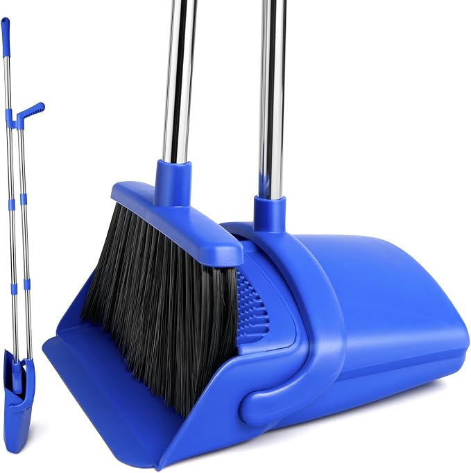 Broom and Dustpan Set, Long Handle Lightweight Dustpans by XXFLOWER