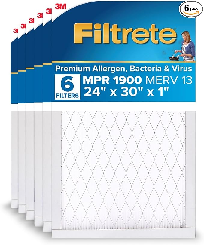 Filtrete 24x30x1 AC Furnace Air Filter, MERV 13, MPR 1900, Premium Allergen by Filtrete