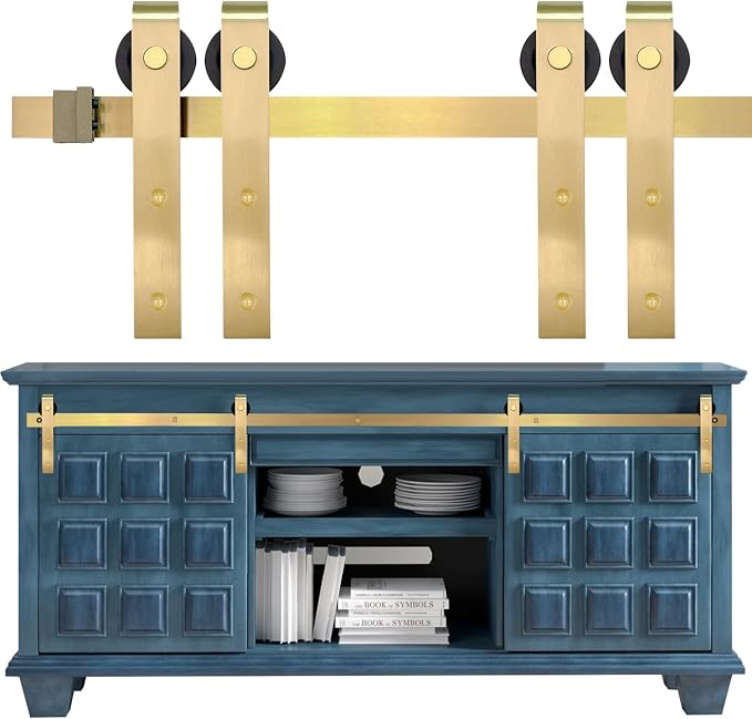 Rio Salto Mini Barn Door Hardware Kit Gold Double Cabinet Sliding Barn Door by RioSalto