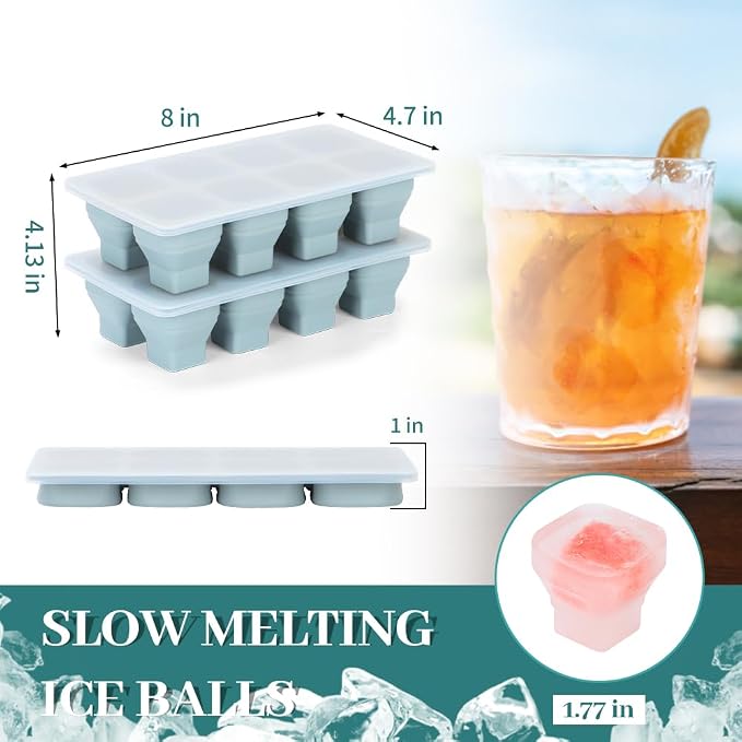 Foldable Ice Cube Trays, 2 Pack Folding Ice Cubes Maker Molds - Image 5