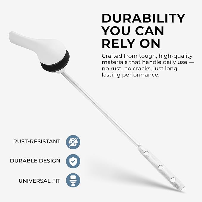 Qualihome White Toilet Tank Flush Lever Handle, Universal Front Mount - Image 3
