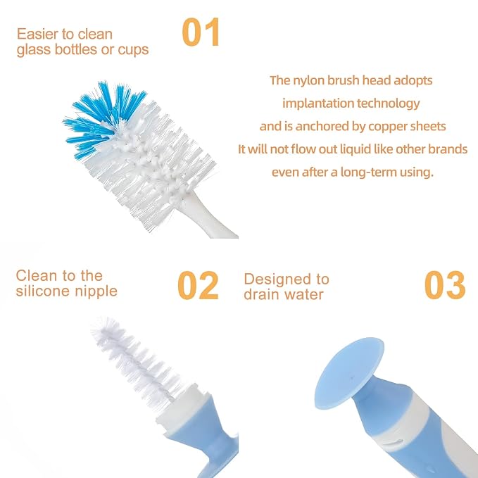 Chemimoso Multifunctional Cleaning Brush, Baby Bottle Brush, Bottle Brush - Image 4
