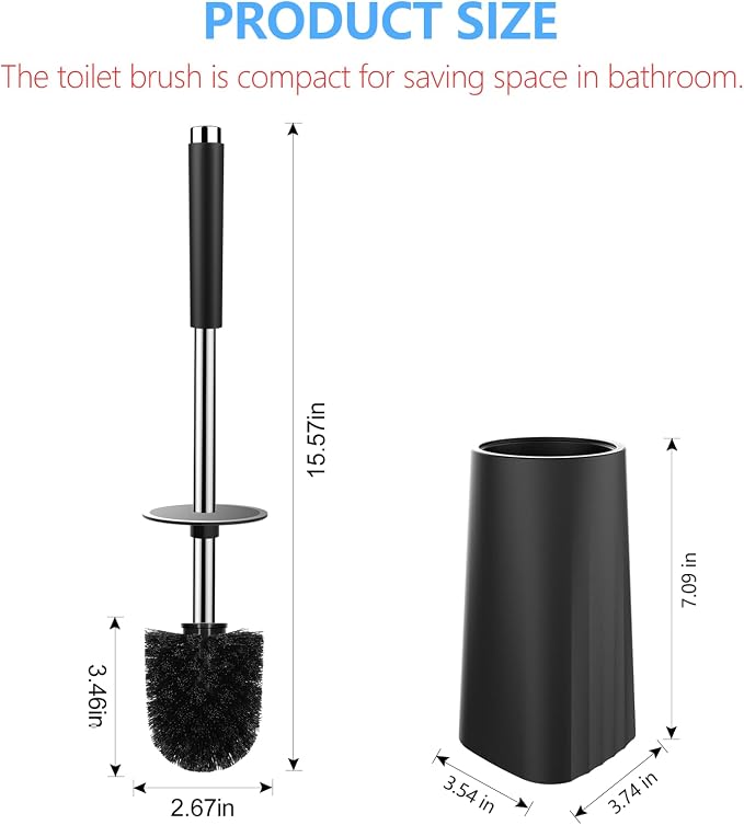 SetSail Toilet Brush, Compact Size Toilet Bowl Brush and Holder Toilet Brushes - Image 2