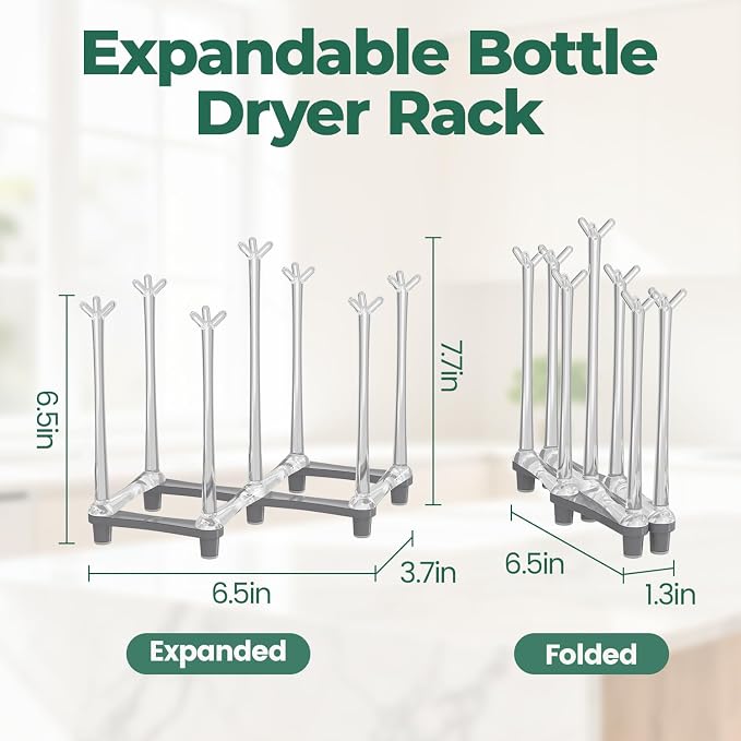EsLuker.ly Baby Bottle Drying Rack Plastic Vertical Dryer Holder, Foldable - Image 9