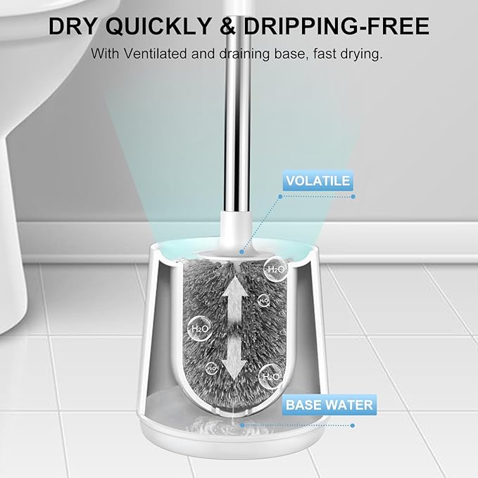 SetSail Toilet Brush, Self Closing Lid Toilet Bowl Brushes Holder and Extra - Image 5