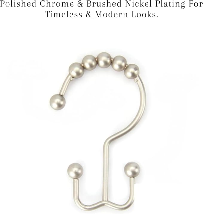 2lbDepot Double Sided Shower Curtain Hooks, Decorative Brushed Nickel Shower - Image 5