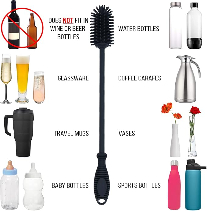 12.5" Silicone Bottle Brush & Straw Cleaner Brush Set | Water Bottle Cleaner - Image 5
