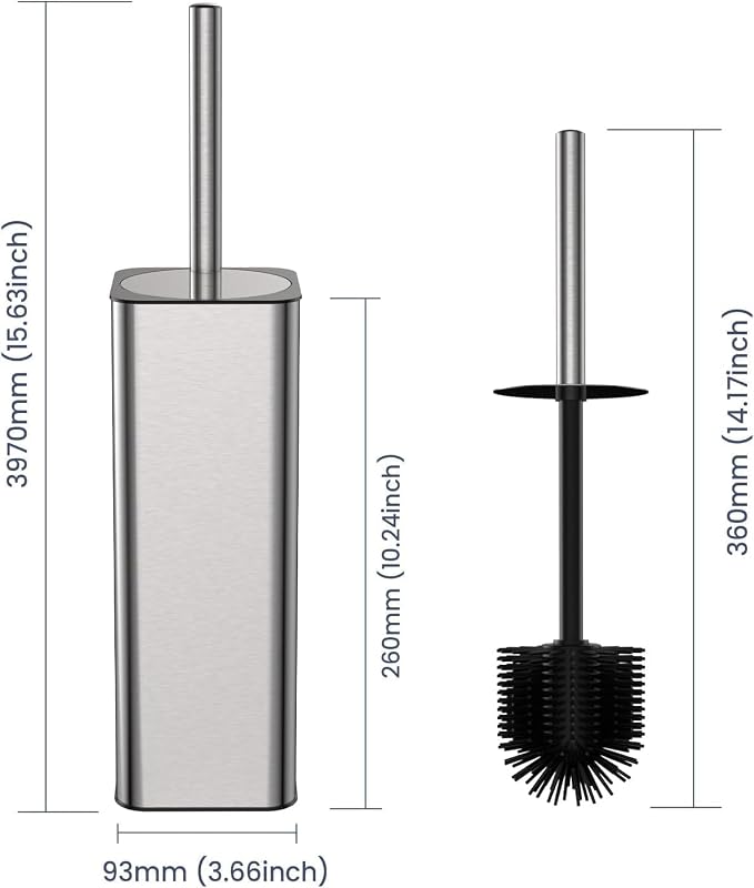DOWRY Stainless Steel Toilet Bowl Brush and Holder - Image 2