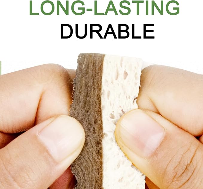 CELOX 12 Pack Coconut Fiber Biodegradable Sponges, Non Scratch Kitchen Cleaning - Image 3