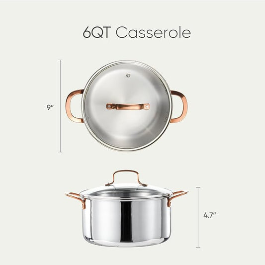 CAROTE 6 Qt Tri-Ply Stainless Steel Stockpot, Non-Toxic Stock Pot - Image 2