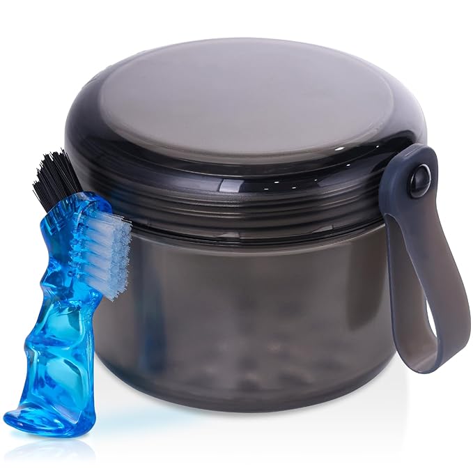 Denture Case, Leak Proof Denture Bath Cup by Heigoeost