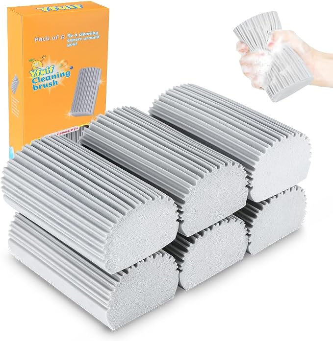 6-Pack Damp Clean Duster Sponge, Magic Sponge Eraser Baseboard Cleaner Tool by YFUIF