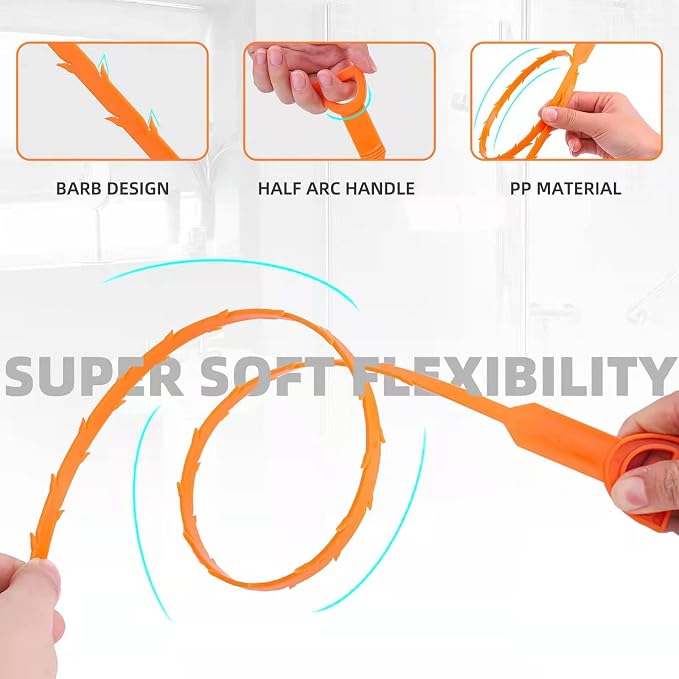 3 Pack 25 Inch Hair Snake Hair Drain Clog Remover Cleaning Tool Drain Opener - Image 3