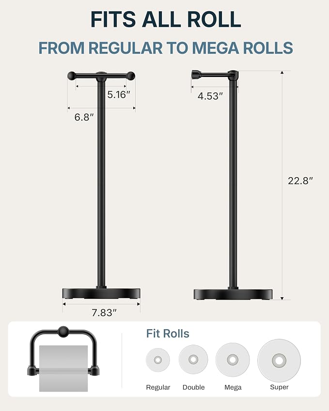 Toilet Paper Holder Stand, Modern Bathroom Free Standing Toilet Paper Roll - Image 7