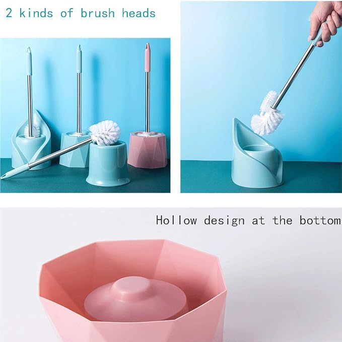 Toilet Brush and Holder, Stainless Steel Toilet Bowl Cleaning Brush Set - Image 4