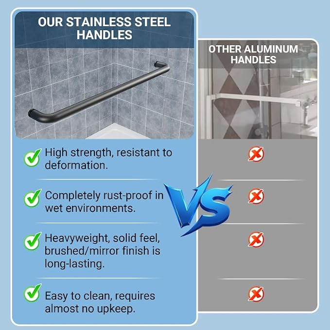 Glass Sliding Shower Door 56-60" W x 72" H, Semi Frameless Double Sliding - Image 5
