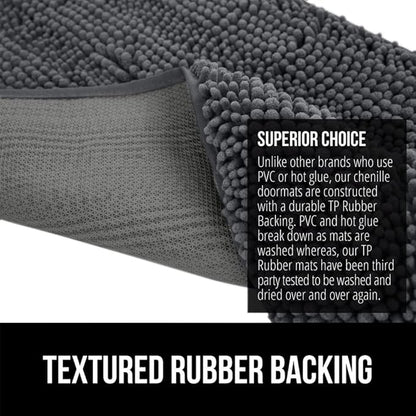 GORILLA GRIP SOAKSTOPPER Dog Door Mat, 60x36 Machine Washable Rug Absorbent Doormat Captures Moisture Mud Dirt, Quick Dry Soft Chenille Entryway Rugs Indoor Entrance Mats for Dog Paws, Charcoal