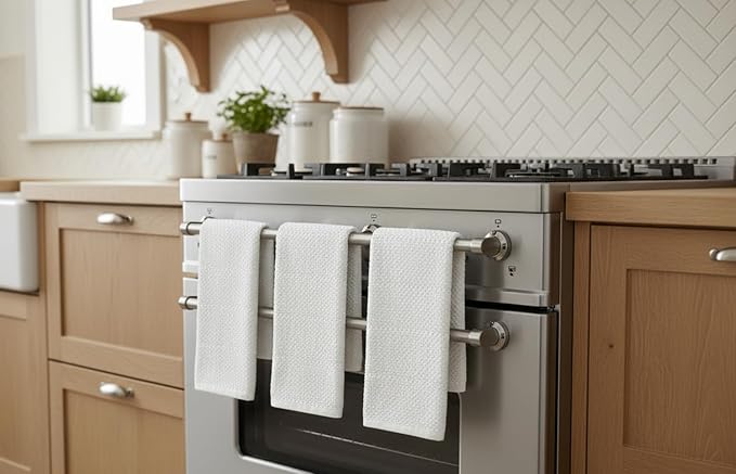 Serafina Home White Kitchen Hand Dish Towels: 100% Cotton Cloth Soft Cleaning - Image 2