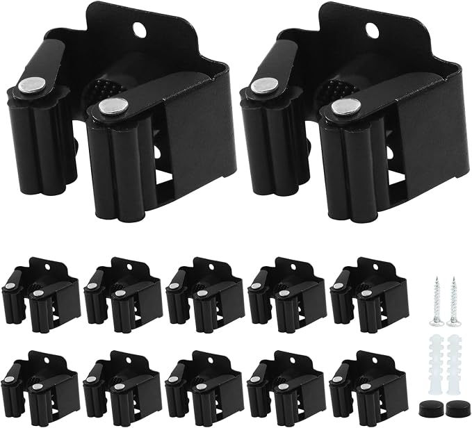 Hordion 12 Pack Broom Holder Wall Mount, Stainless Steel Mop Hanger Heavy Duty - Image 5