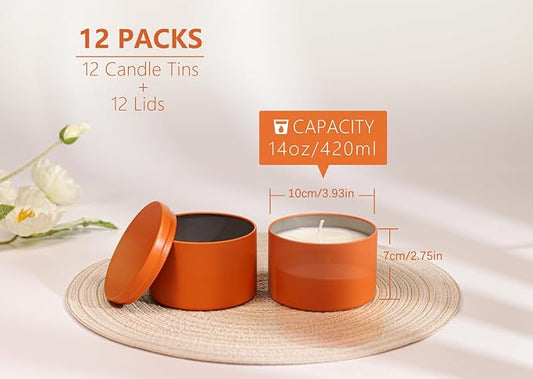 Candle Tins with Lids, 3 Wicks Containers 12 Pack 14oz/420ml Seamless Bulk - Image 2