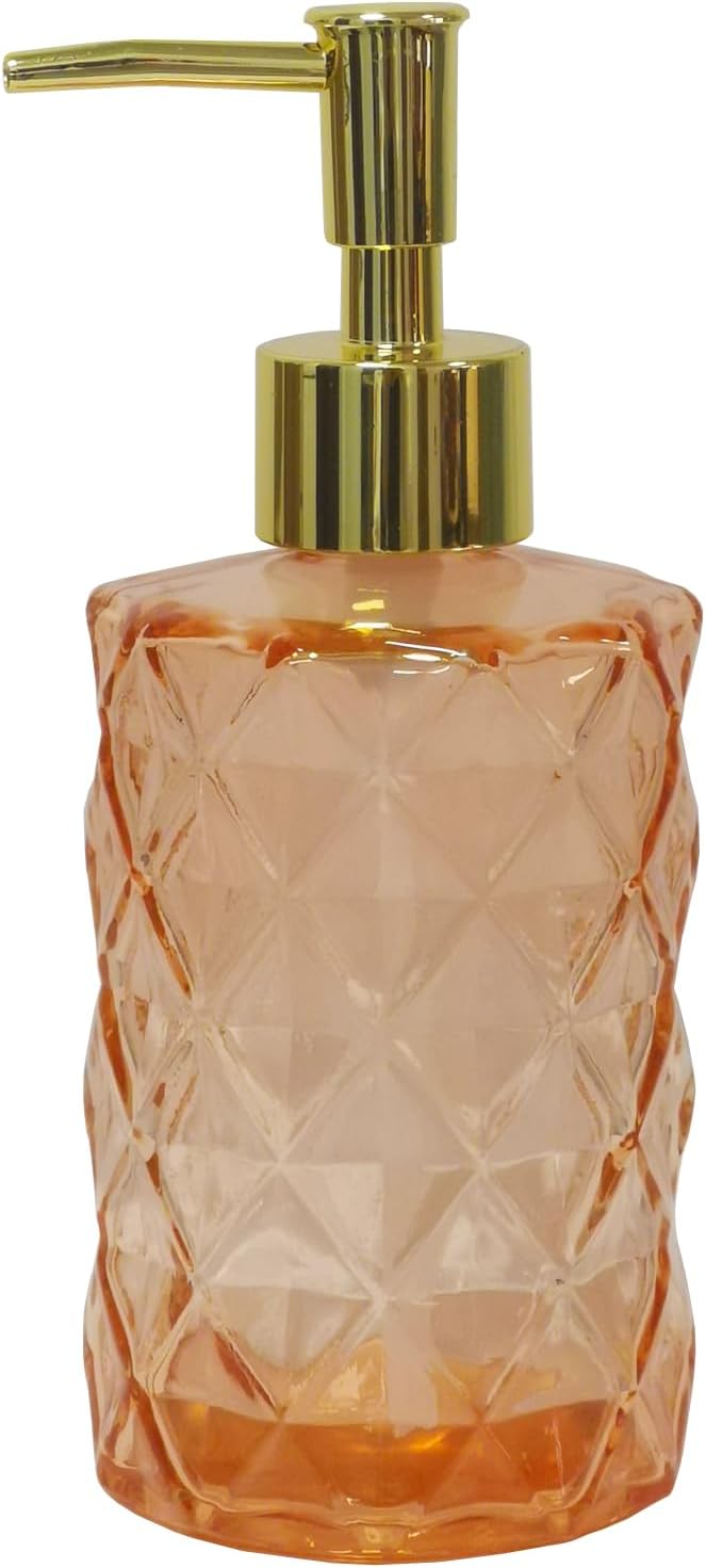Glass Soap Dispenser with Gold Plastic Pump, 12oz Refillable Liquid Hand Soap by YYTSGG